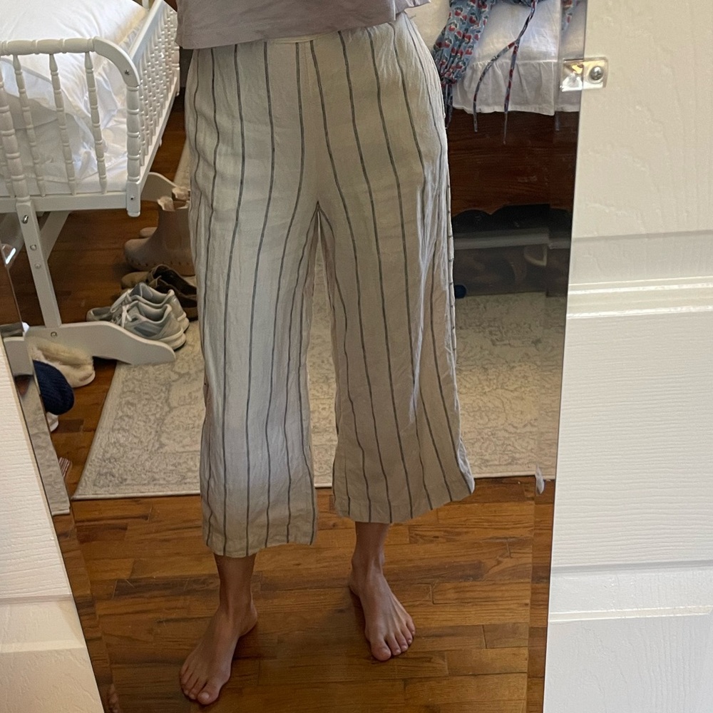 Anthropologie Wide Leg Linen Pants